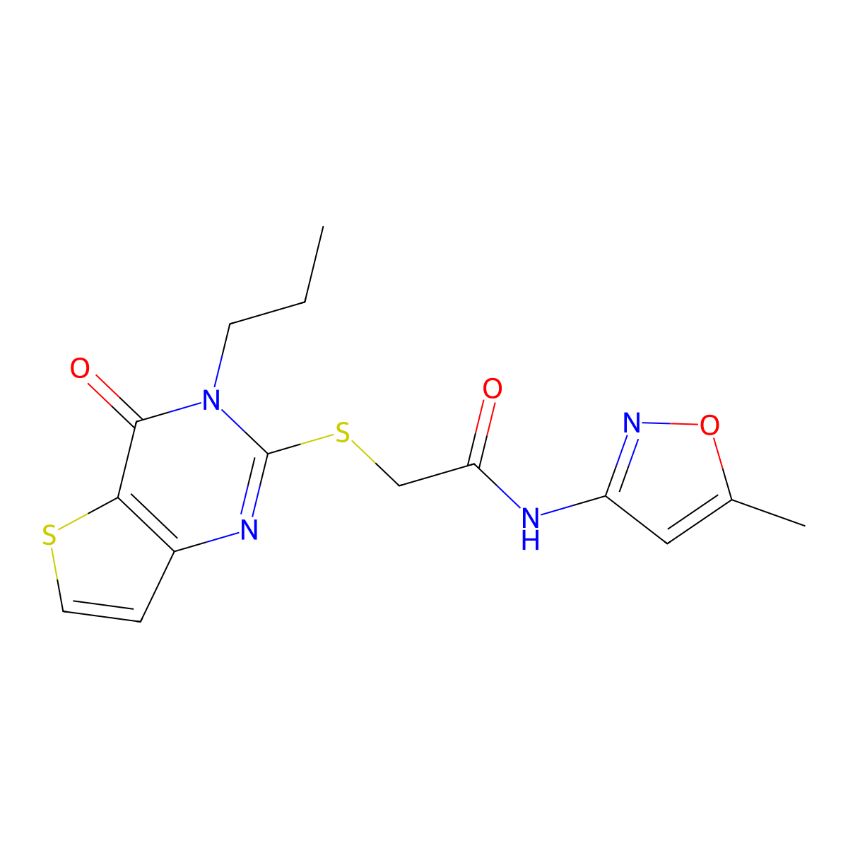 N-(5-methyl-1,2-oxazol-3-yl)-2-({4-oxo-3-propyl-3H,4H-thieno[3,2-d]pyrimidin-2-yl}sulfanyl)acetamide molecular structure, CAS 1252911-50-4