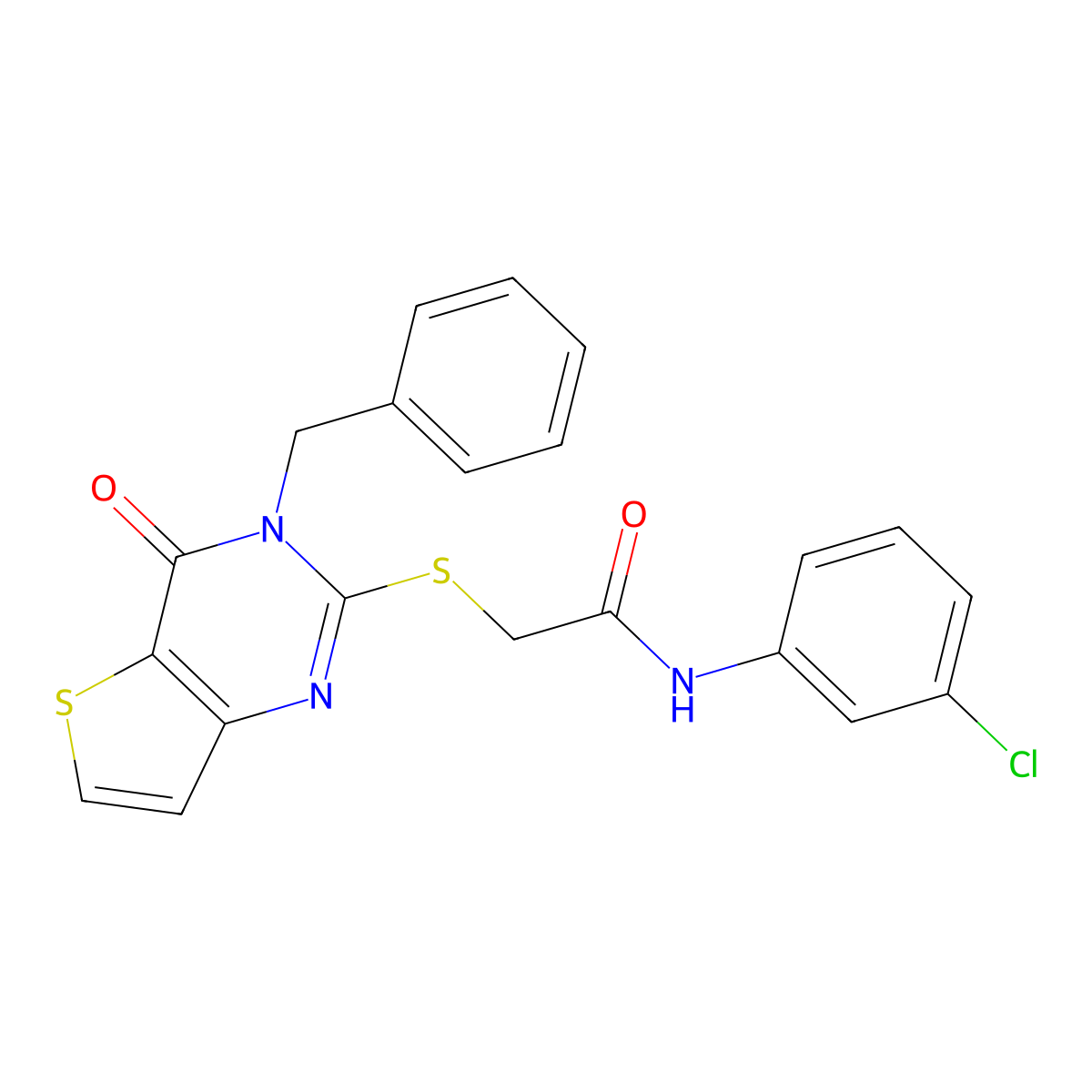 2-({3-benzyl-4-oxo-3H,4H-thieno[3,2-d]pyrimidin-2-yl}sulfanyl)-N-(3-chlorophenyl)acetamide molecular structure, CAS 1252911-63-9