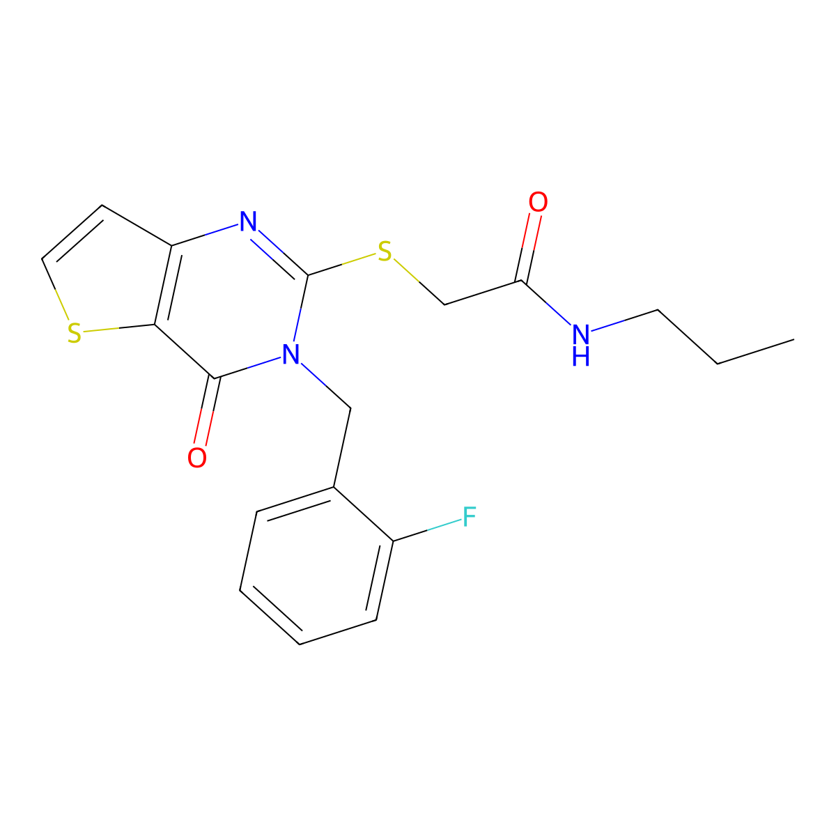 2-{[3-(2-fluorobenzyl)-4-oxo-3,4-dihydrothieno[3,2-d]pyrimidin-2-yl]sulfanyl}-N-propylacetamide molecular structure, CAS 1252912-20-1