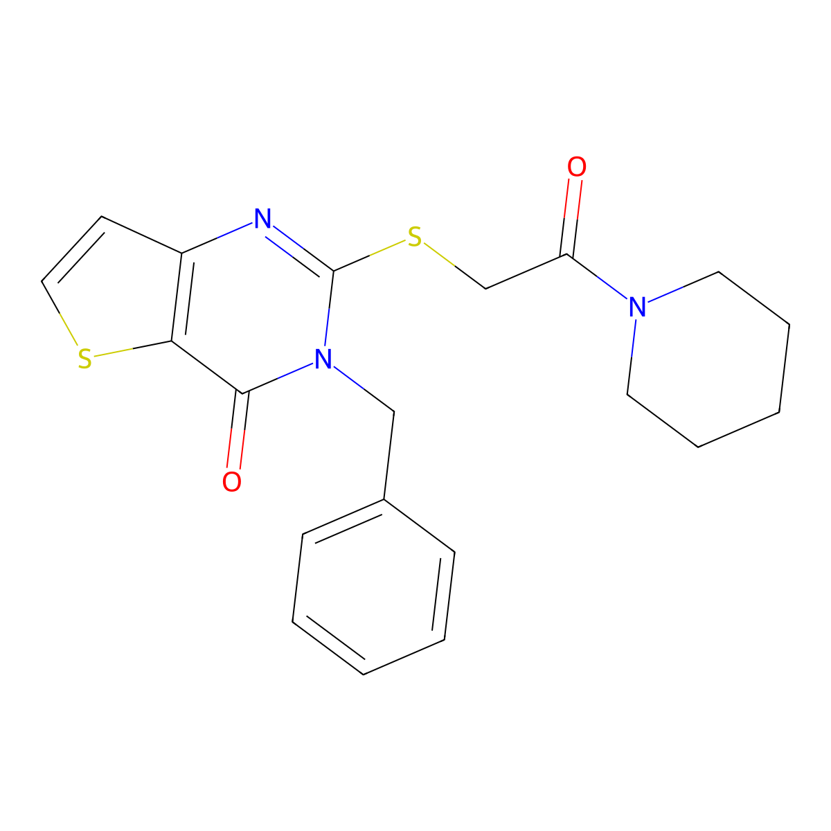 3-benzyl-2-{[2-oxo-2-(piperidin-1-yl)ethyl]sulfanyl}-3H,4H-thieno[3,2-d]pyrimidin-4-one molecular structure, CAS 1252912-34-7