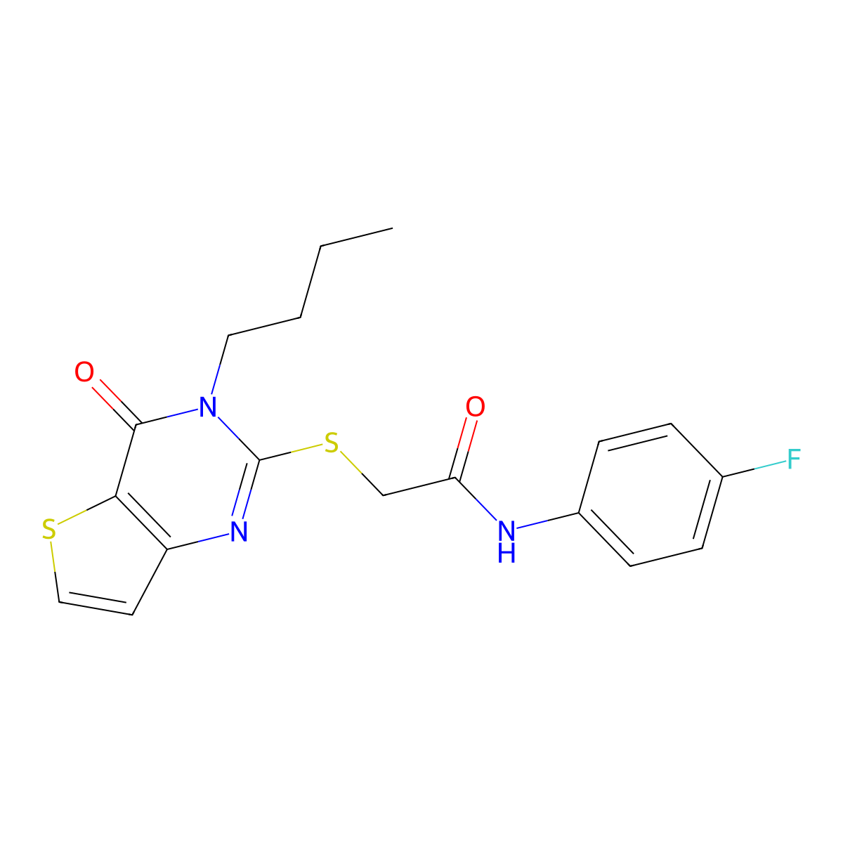 2-[(3-butyl-4-oxo-3,4-dihydrothieno[3,2-d]pyrimidin-2-yl)sulfanyl]-N-(4-fluorophenyl)acetamide molecular structure, CAS 1252912-35-8