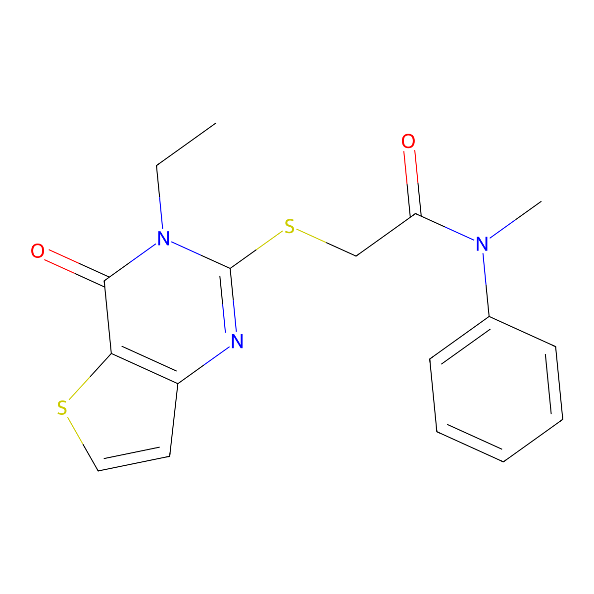 2-({3-ethyl-4-oxo-3H,4H-thieno[3,2-d]pyrimidin-2-yl}sulfanyl)-N-methyl-N-phenylacetamide molecular structure, CAS 1252912-36-9