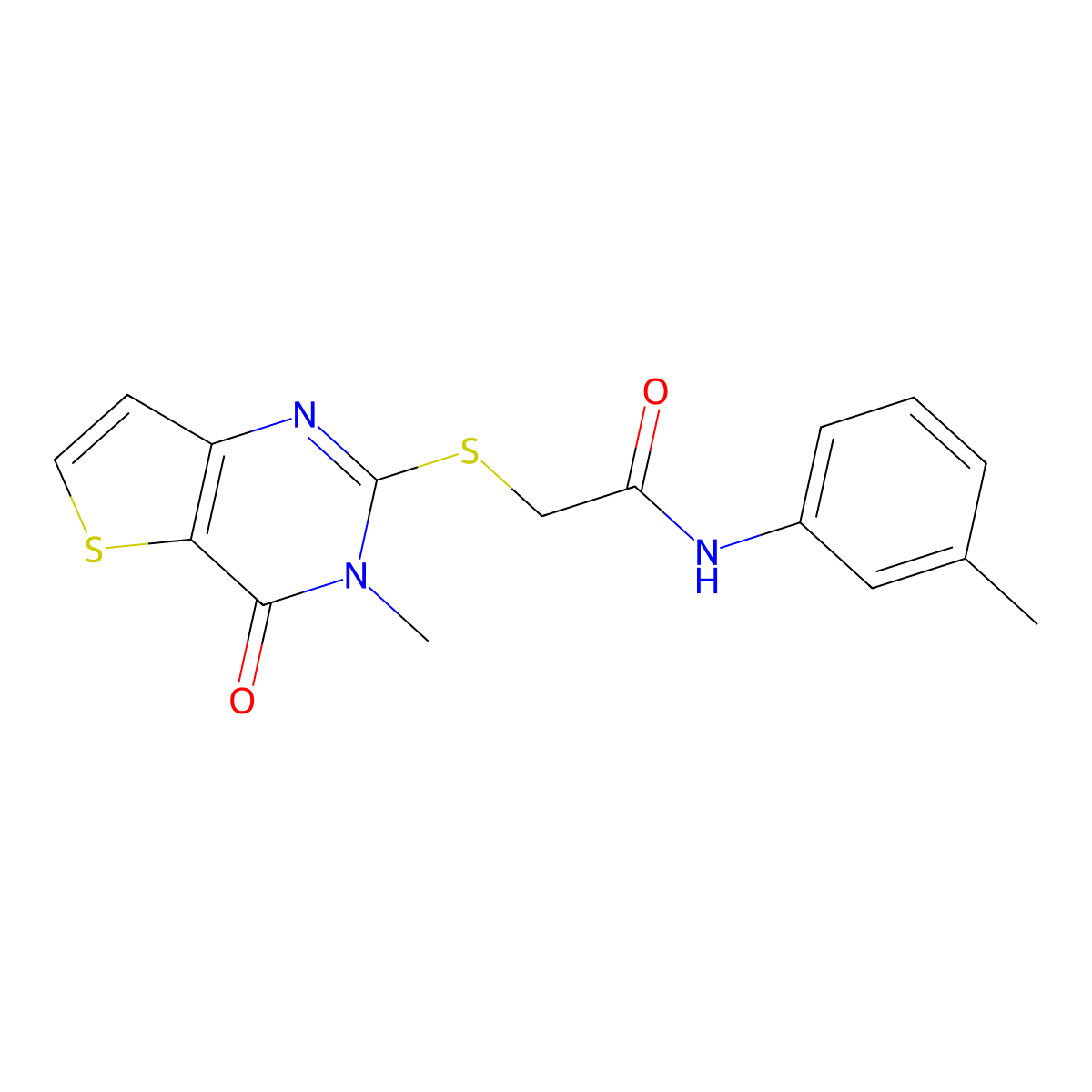 2-[(3-methyl-4-oxo-3,4-dihydrothieno[3,2-d]pyrimidin-2-yl)sulfanyl]-N-(3-methylphenyl)acetamide molecular structure, CAS 1252912-58-5