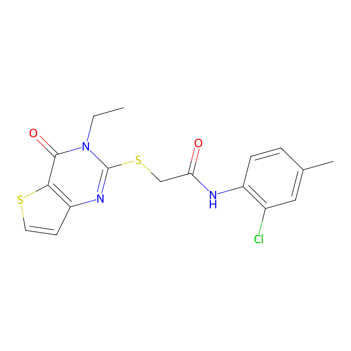 N-(2-chloro-4-methylphenyl)-2-({3-ethyl-4-oxo-3H,4H-thieno[3,2-d]pyrimidin-2-yl}sulfanyl)acetamide molecular structure, CAS 1252912-77-8