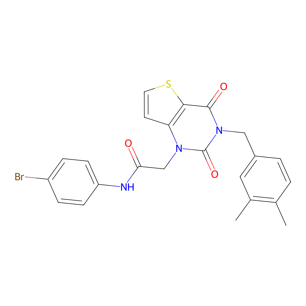 N-(4-bromophenyl)-2-{3-[(3,4-dimethylphenyl)methyl]-2,4-dioxo-1H,2H,3H,4H-thieno[3,2-d]pyrimidin-1-yl}acetamide molecular structure, CAS 1252912-89-2