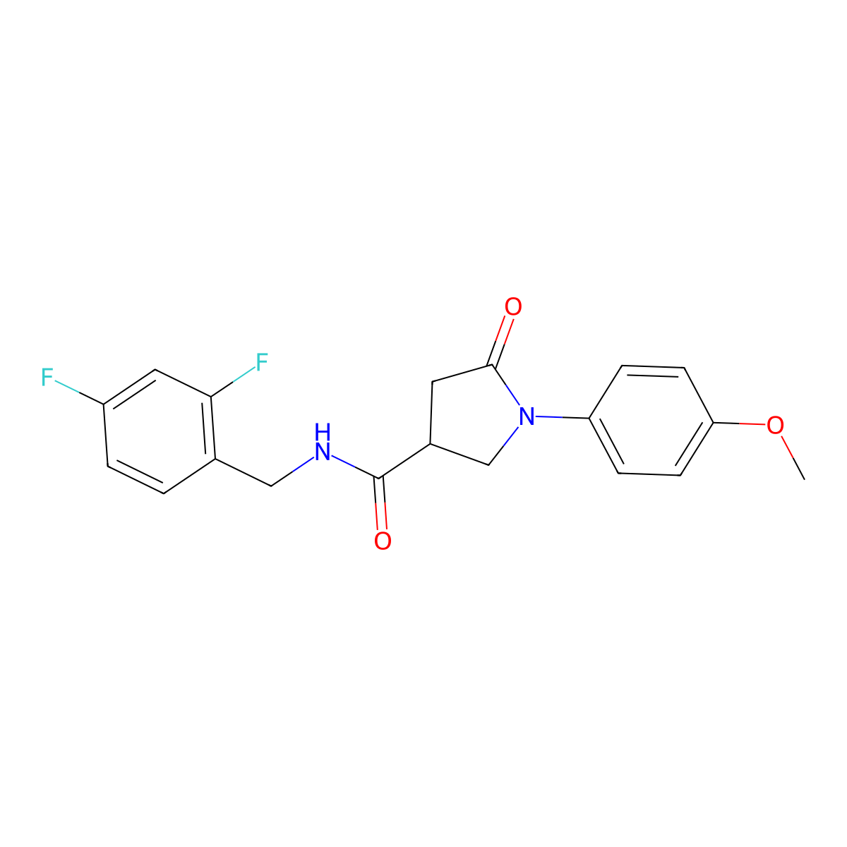 N-[(2,4-difluorophenyl)methyl]-1-(4-methoxyphenyl)-5-oxopyrrolidine-3-carboxamide molecular structure, CAS 1252912-96-1