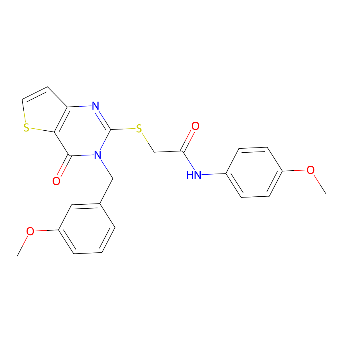 2-{[3-(3-methoxybenzyl)-4-oxo-3,4-dihydrothieno[3,2-d]pyrimidin-2-yl]sulfanyl}-N-(4-methoxyphenyl)acetamide molecular structure, CAS 1252913-16-8
