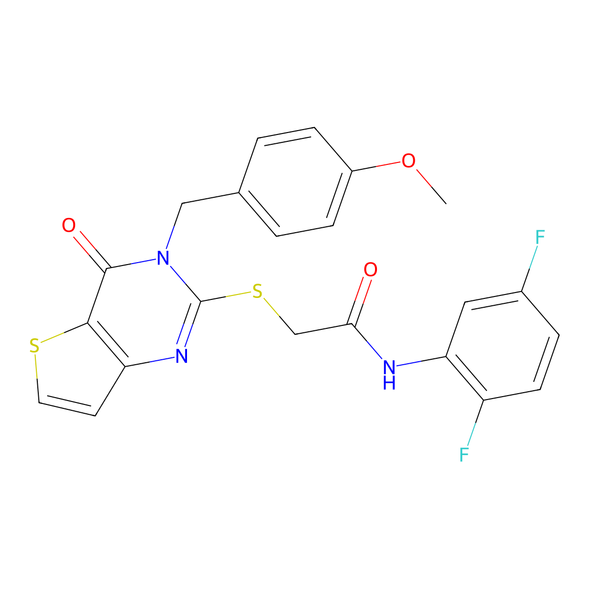 N-(2,5-difluorophenyl)-2-{[3-(4-methoxybenzyl)-4-oxo-3,4-dihydrothieno[3,2-d]pyrimidin-2-yl]sulfanyl}acetamide molecular structure, CAS 1252913-23-7