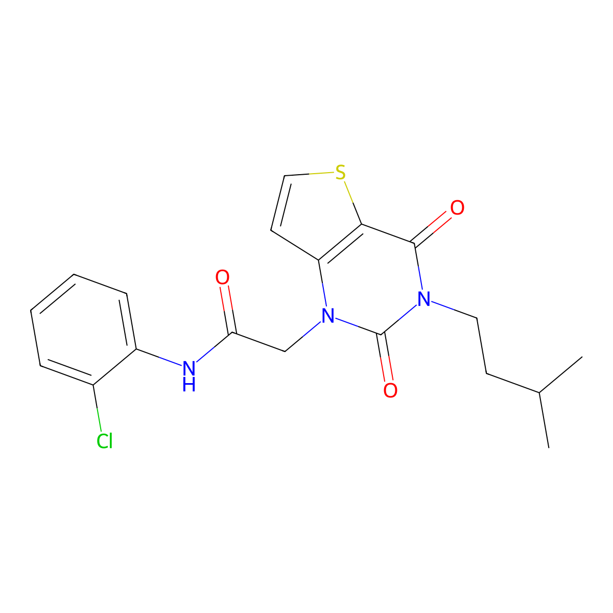 N-(2-chlorophenyl)-2-[3-(3-methylbutyl)-2,4-dioxo-3,4-dihydrothieno[3,2-d]pyrimidin-1(2H)-yl]acetamide molecular structure, CAS 1252913-65-7
