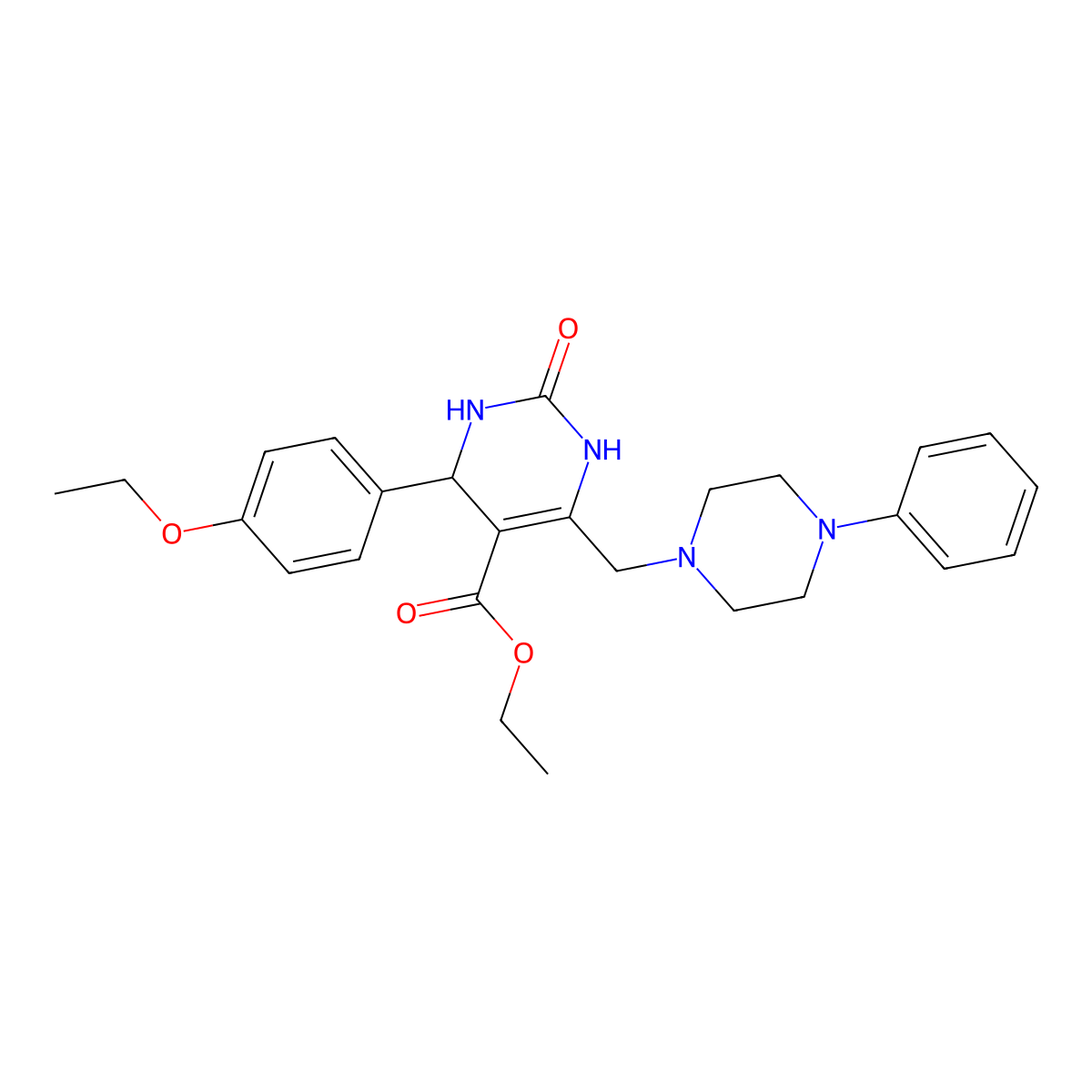 Ethyl 4-(4-ethoxyphenyl)-2-oxo-6-[(4-phenylpiperazin-1-yl)methyl]-1,2,3,4-tetrahydropyrimidine-5-carboxylate molecular structure, CAS 1252915-14-2