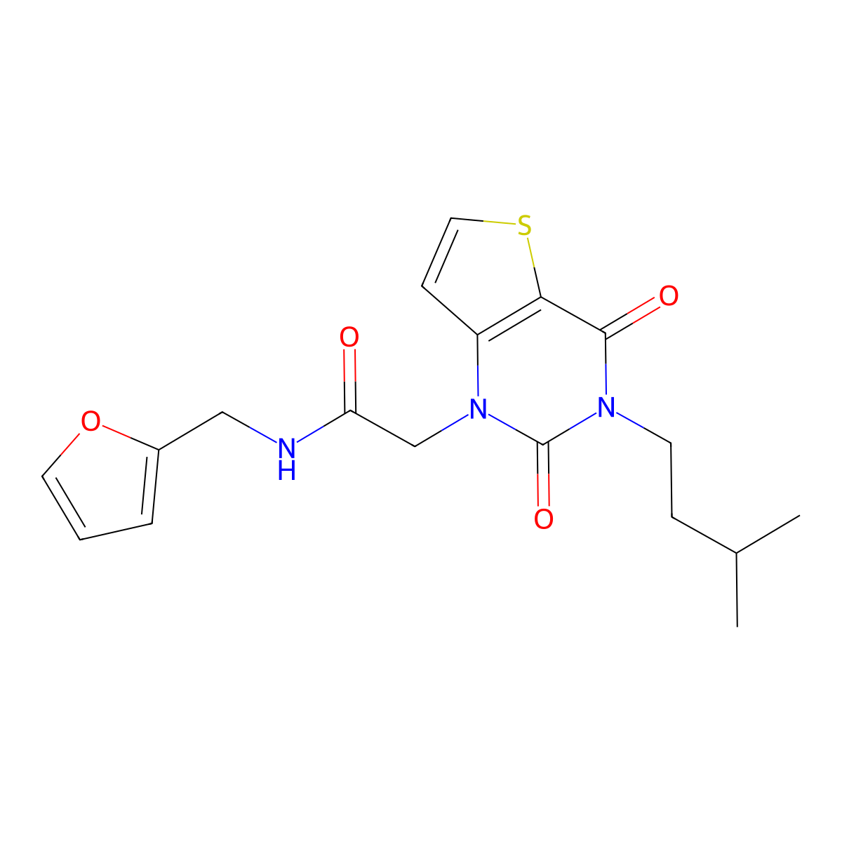 N-(furan-2-ylmethyl)-2-[3-(3-methylbutyl)-2,4-dioxo-3,4-dihydrothieno[3,2-d]pyrimidin-1(2H)-yl]acetamide molecular structure, CAS 1252915-22-2