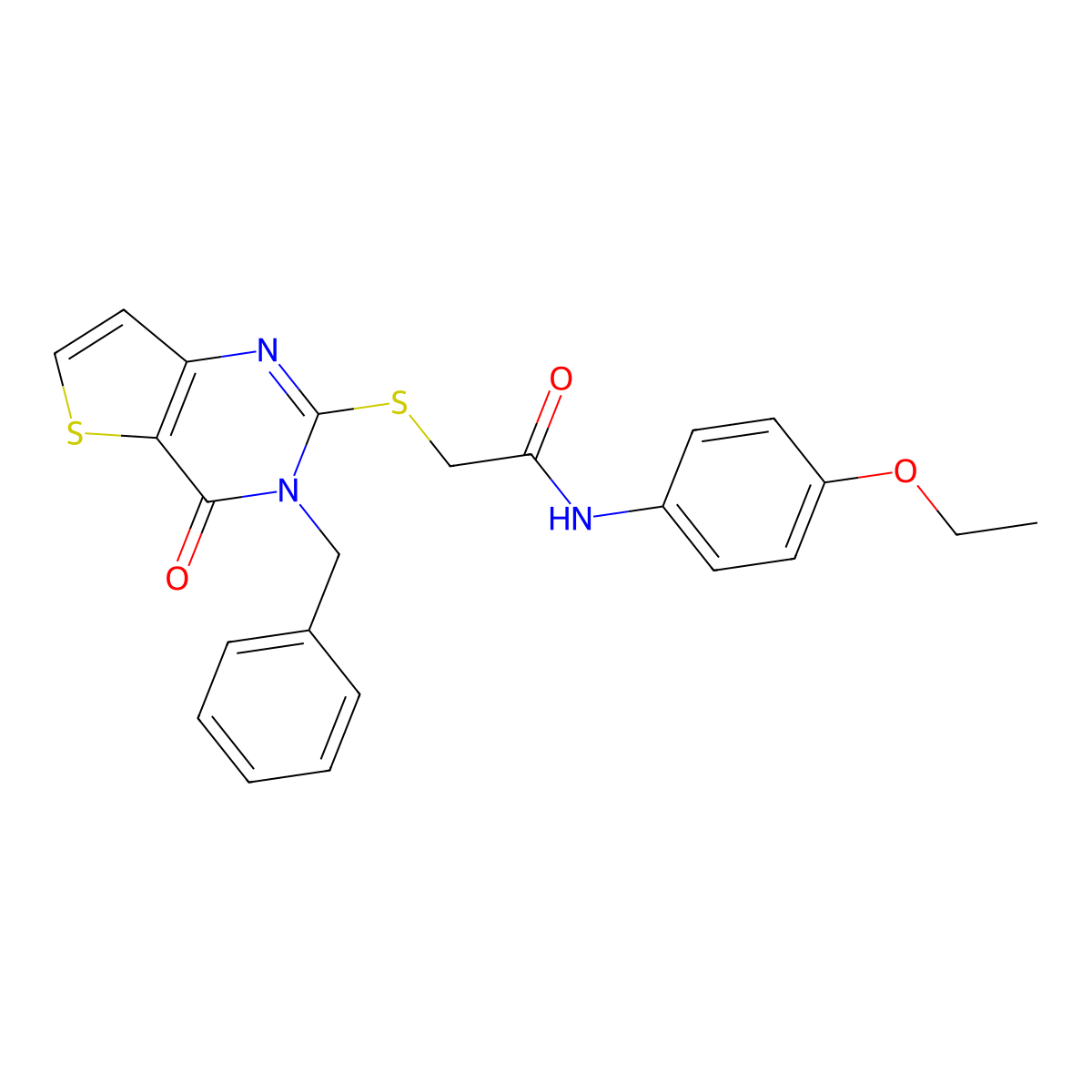 2-({3-benzyl-4-oxo-3H,4H-thieno[3,2-d]pyrimidin-2-yl}sulfanyl)-N-(4-ethoxyphenyl)acetamide molecular structure, CAS 1252915-57-3