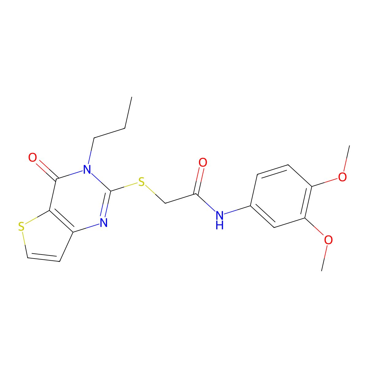 N-(3,4-dimethoxyphenyl)-2-({4-oxo-3-propyl-3H,4H-thieno[3,2-d]pyrimidin-2-yl}sulfanyl)acetamide molecular structure, CAS 1252915-69-7
