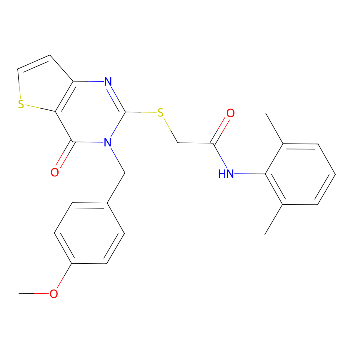 N-(2,6-dimethylphenyl)-2-{[3-(4-methoxybenzyl)-4-oxo-3,4-dihydrothieno[3,2-d]pyrimidin-2-yl]sulfanyl}acetamide molecular structure, CAS 1252915-70-0