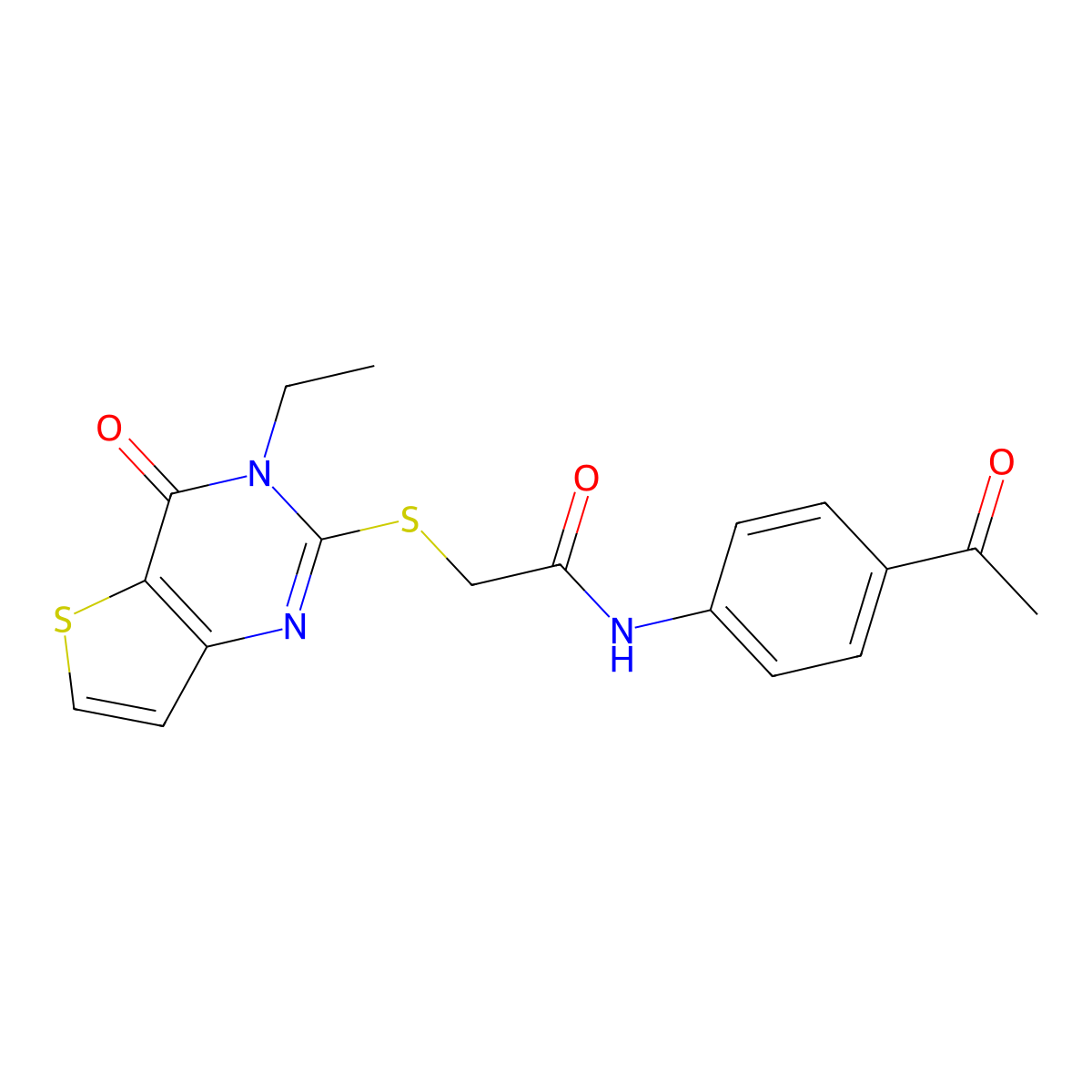 N-(4-acetylphenyl)-2-({3-ethyl-4-oxo-3H,4H-thieno[3,2-d]pyrimidin-2-yl}sulfanyl)acetamide molecular structure, CAS 1252915-79-9
