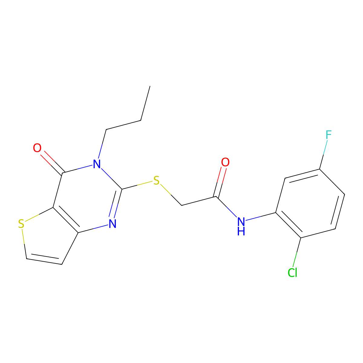 N-(2-chloro-5-fluorophenyl)-2-({4-oxo-3-propyl-3H,4H-thieno[3,2-d]pyrimidin-2-yl}sulfanyl)acetamide molecular structure, CAS 1252916-00-9