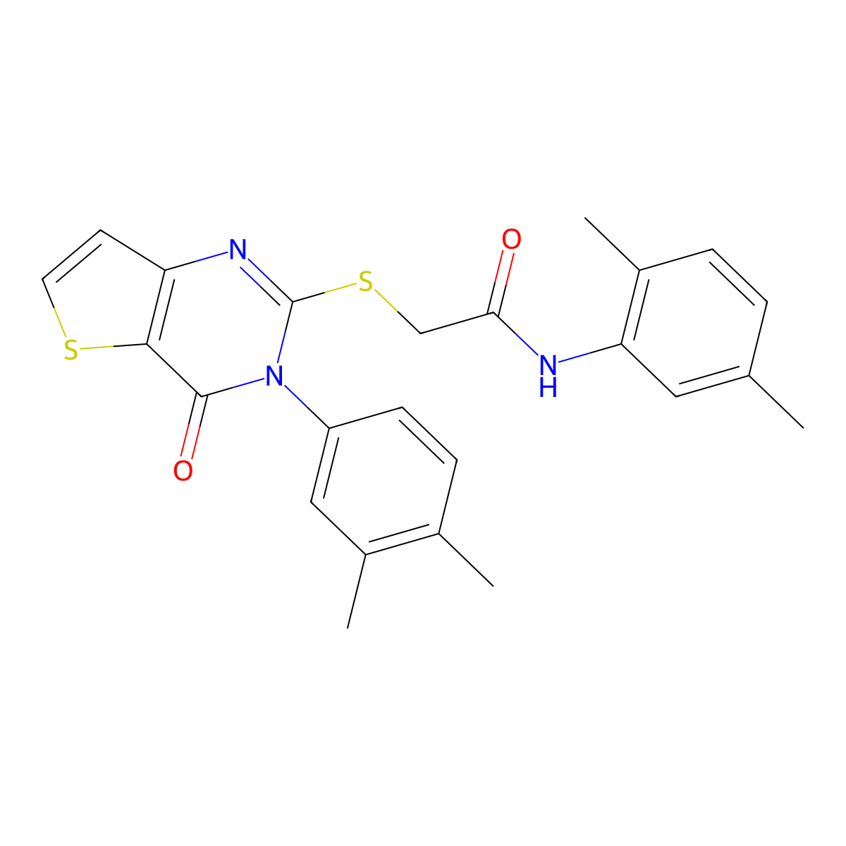 N-(2,5-dimethylphenyl)-2-{[3-(3,4-dimethylphenyl)-4-oxo-3,4-dihydrothieno[3,2-d]pyrimidin-2-yl]sulfanyl}acetamide molecular structure, CAS 1252916-70-3