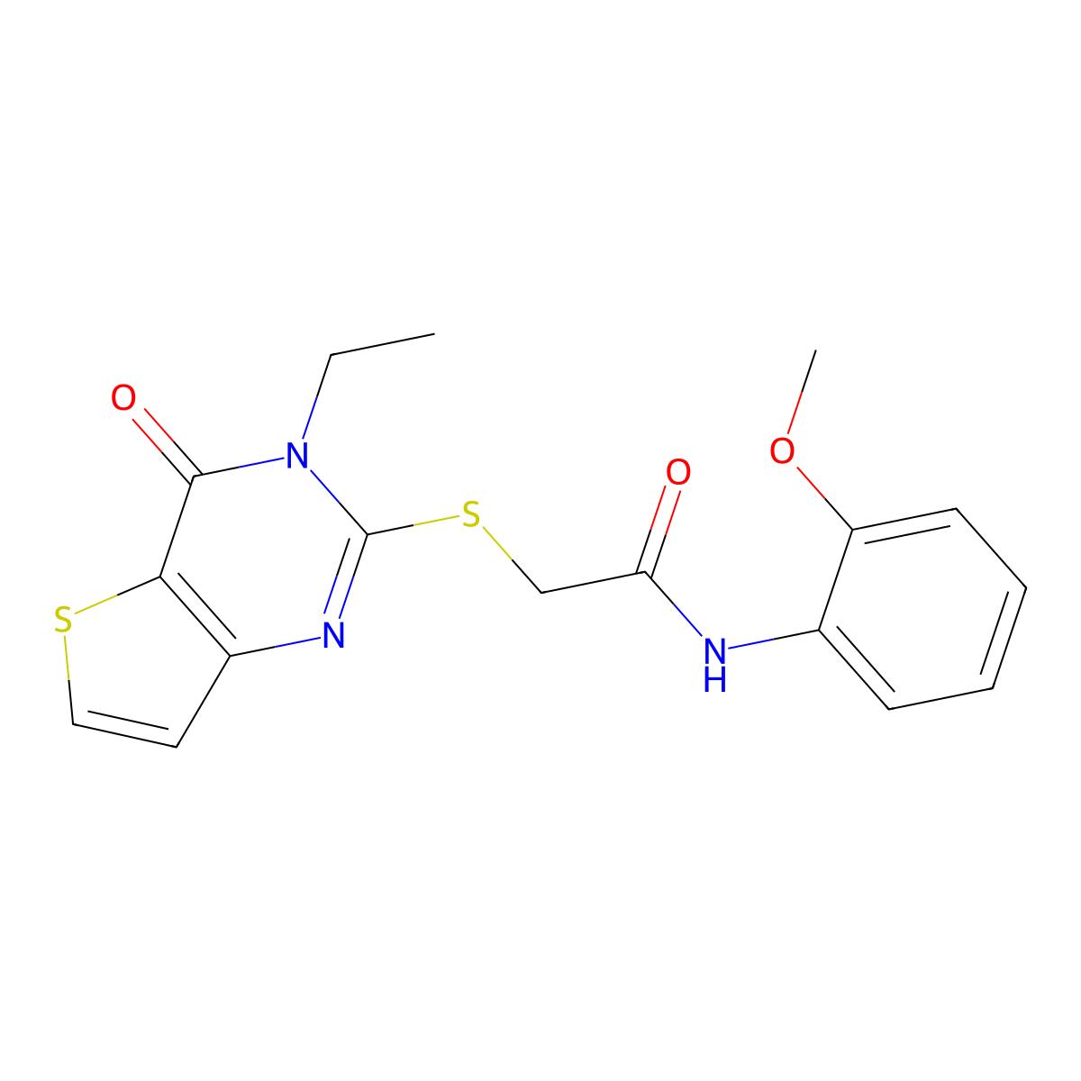 2-[(3-ethyl-4-oxo-3,4-dihydrothieno[3,2-d]pyrimidin-2-yl)sulfanyl]-N-(2-methoxyphenyl)acetamide molecular structure, CAS 1252917-03-5