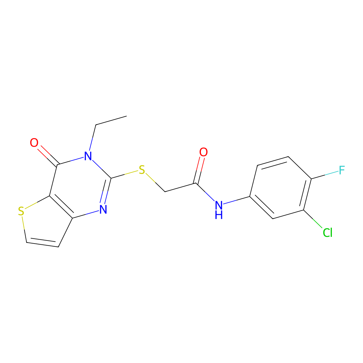 N-(3-chloro-4-fluorophenyl)-2-({3-ethyl-4-oxo-3H,4H-thieno[3,2-d]pyrimidin-2-yl}sulfanyl)acetamide molecular structure, CAS 1252917-29-5