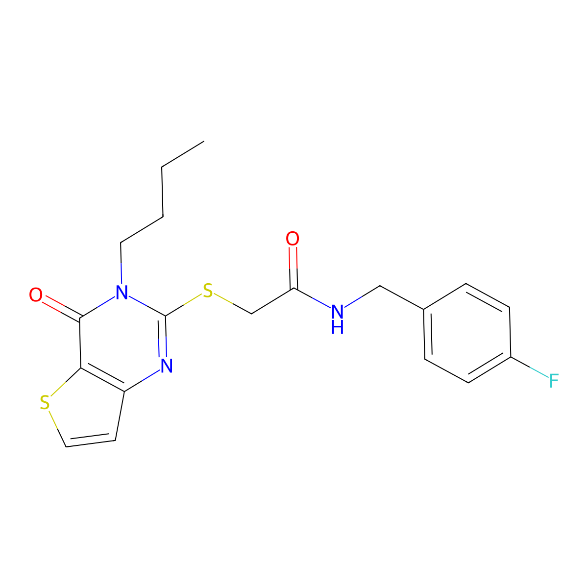 2-[(3-butyl-4-oxo-3,4-dihydrothieno[3,2-d]pyrimidin-2-yl)sulfanyl]-N-(4-fluorobenzyl)acetamide molecular structure, CAS 1252917-48-8