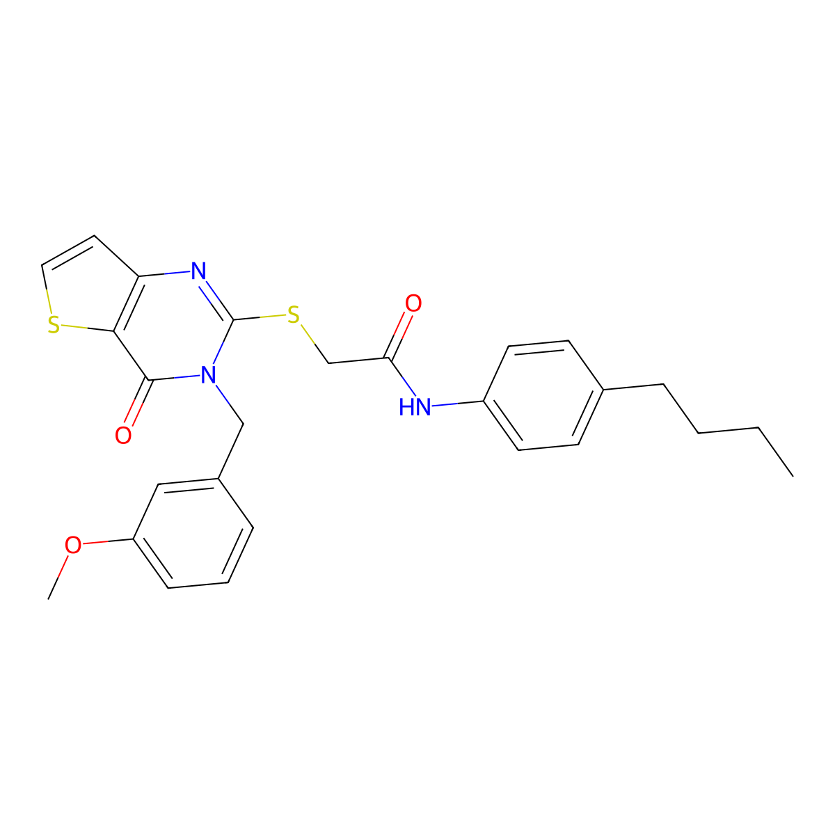 N-(4-butylphenyl)-2-{[3-(3-methoxybenzyl)-4-oxo-3,4-dihydrothieno[3,2-d]pyrimidin-2-yl]sulfanyl}acetamide molecular structure, CAS 1252917-54-6