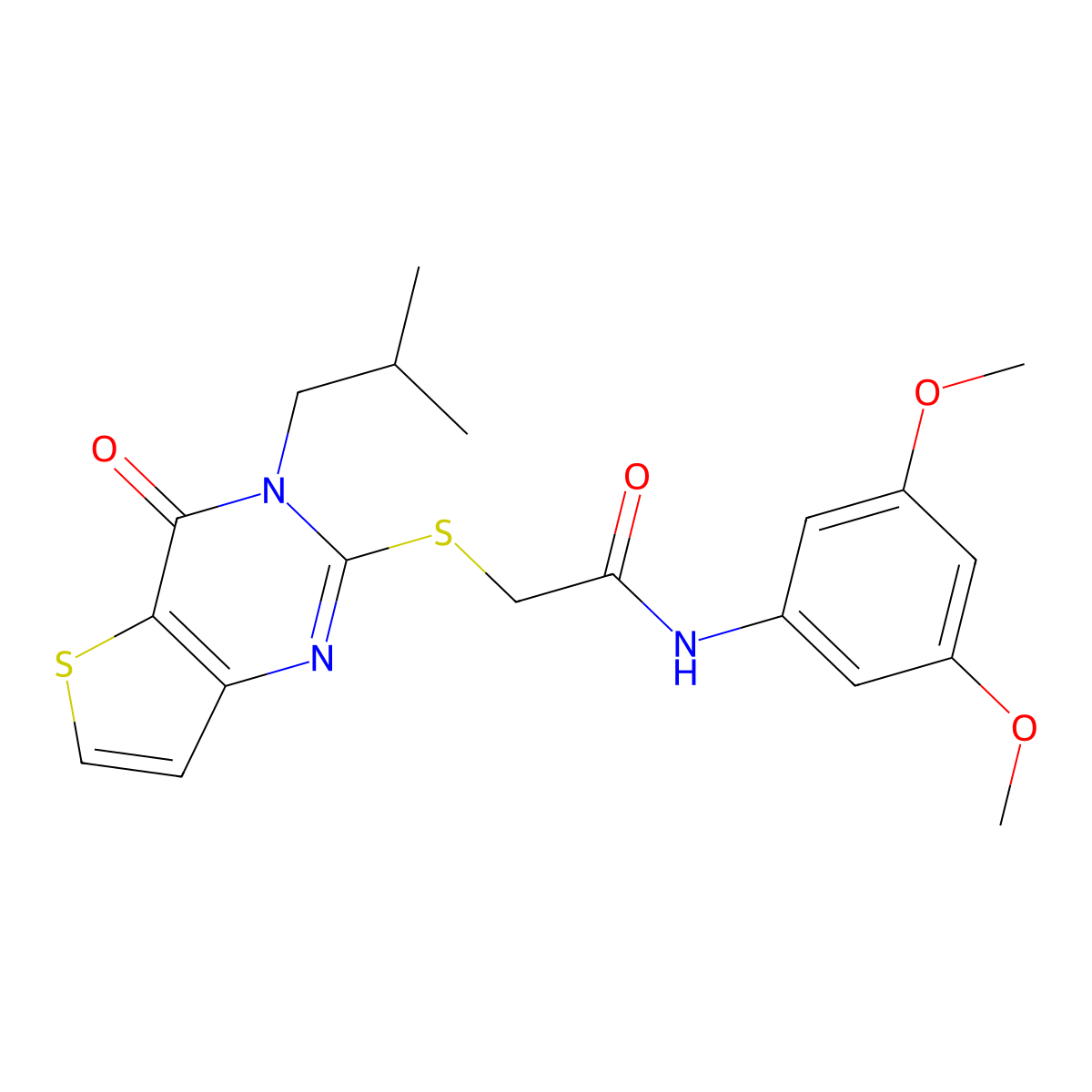 N-(3,5-dimethoxyphenyl)-2-{[3-(2-methylpropyl)-4-oxo-3,4-dihydrothieno[3,2-d]pyrimidin-2-yl]sulfanyl}acetamide molecular structure, CAS 1252917-56-8