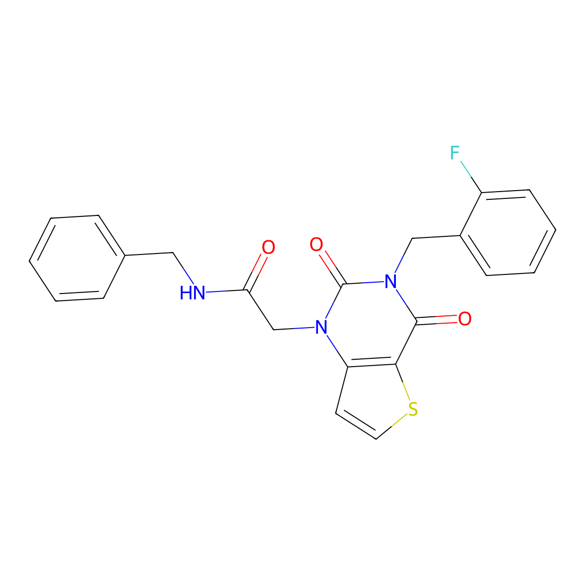 N-benzyl-2-[3-(2-fluorobenzyl)-2,4-dioxo-3,4-dihydrothieno[3,2-d]pyrimidin-1(2H)-yl]acetamide molecular structure, CAS 1252917-57-9