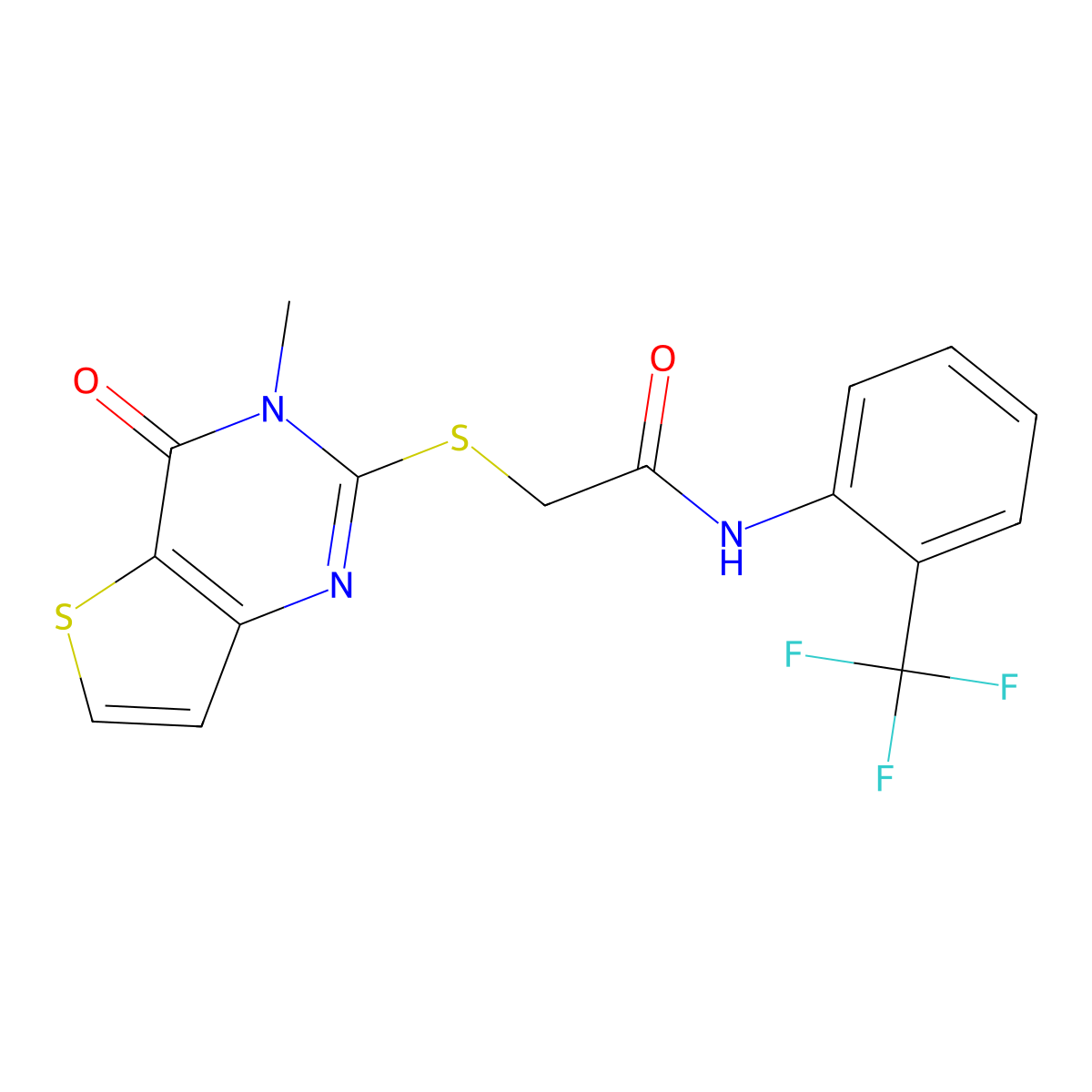 2-[(3-methyl-4-oxo-3,4-dihydrothieno[3,2-d]pyrimidin-2-yl)sulfanyl]-N-[2-(trifluoromethyl)phenyl]acetamide molecular structure, CAS 1252917-63-7