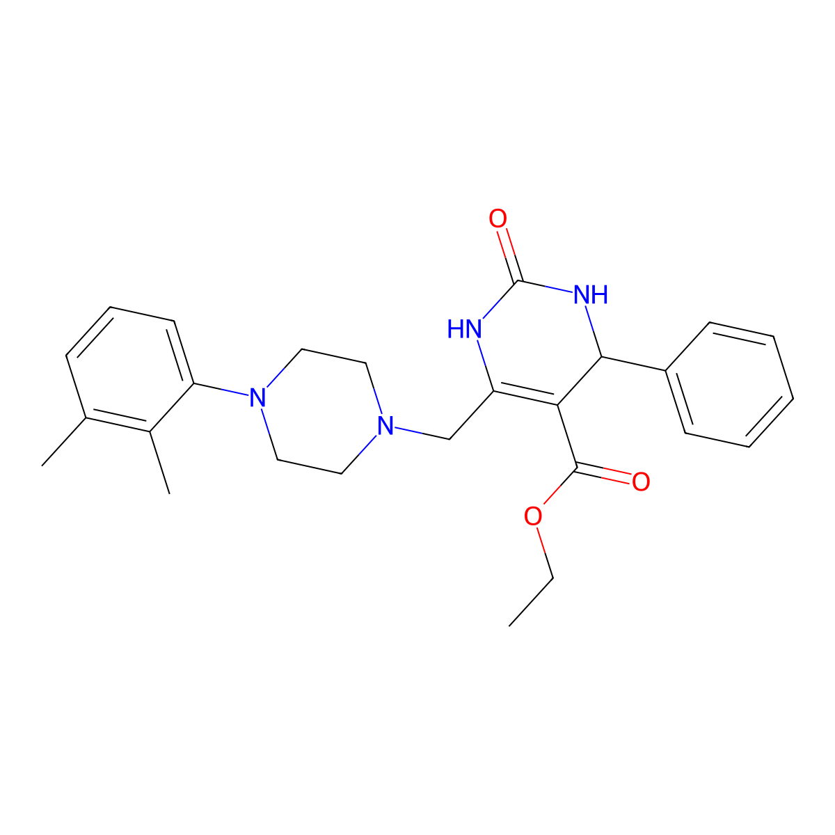 Ethyl 6-{[4-(2,3-dimethylphenyl)piperazin-1-yl]methyl}-2-oxo-4-phenyl-1,2,3,4-tetrahydropyrimidine-5-carboxylate molecular structure, CAS 1252917-87-5