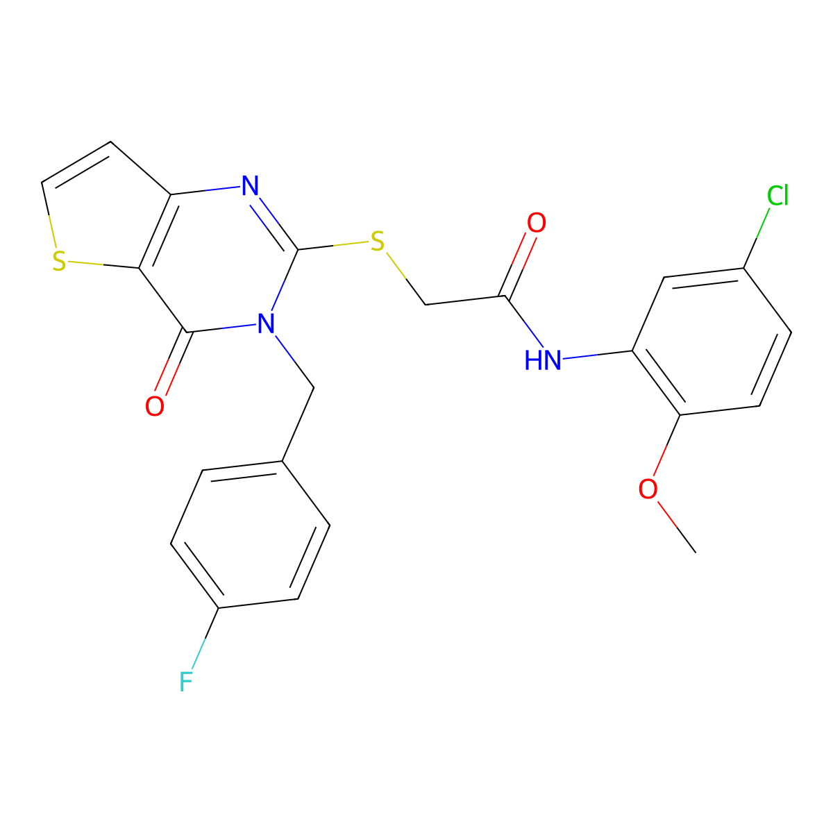 N-(5-chloro-2-methoxyphenyl)-2-{[3-(4-fluorobenzyl)-4-oxo-3,4-dihydrothieno[3,2-d]pyrimidin-2-yl]sulfanyl}acetamide molecular structure, CAS 1252917-95-5