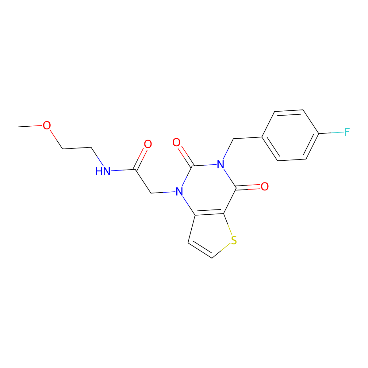 2-(3-(4-fluorobenzyl)-2,4-dioxo-3,4-dihydrothieno[3,2-d]pyrimidin-1(2H)-yl)-N-(2-methoxyethyl)acetamide molecular structure, CAS 1252918-84-5