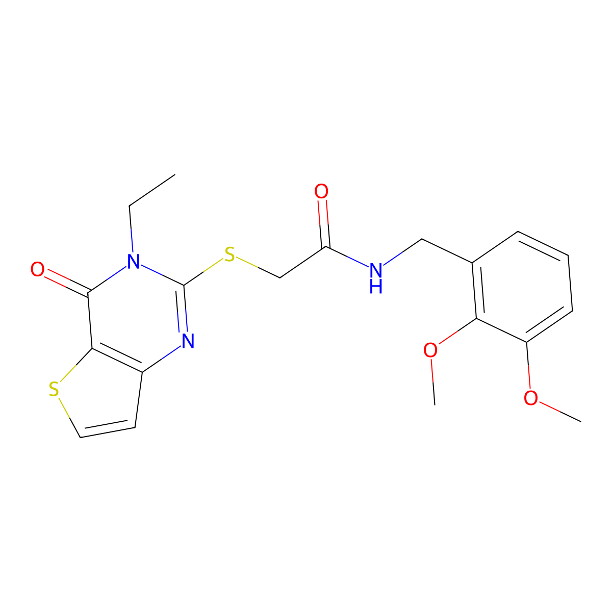N-(2,3-dimethoxybenzyl)-2-[(3-ethyl-4-oxo-3,4-dihydrothieno[3,2-d]pyrimidin-2-yl)sulfanyl]acetamide molecular structure, CAS 1252919-01-9