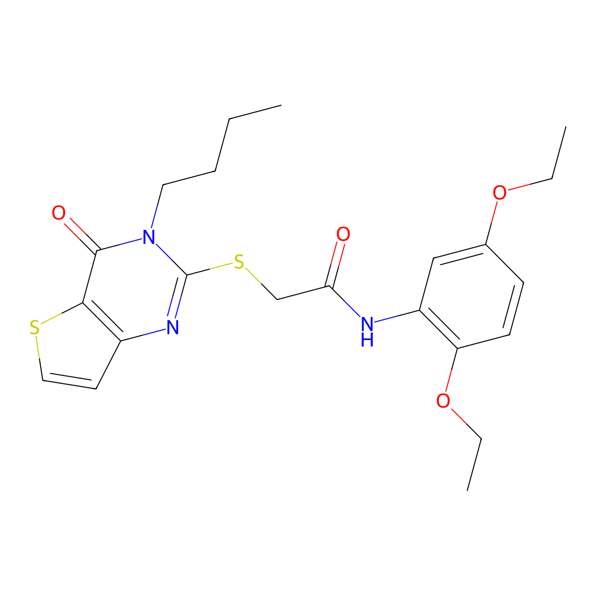 2-({3-butyl-4-oxo-3H,4H-thieno[3,2-d]pyrimidin-2-yl}sulfanyl)-N-(2,5-diethoxyphenyl)acetamide molecular structure, CAS 1252919-04-2