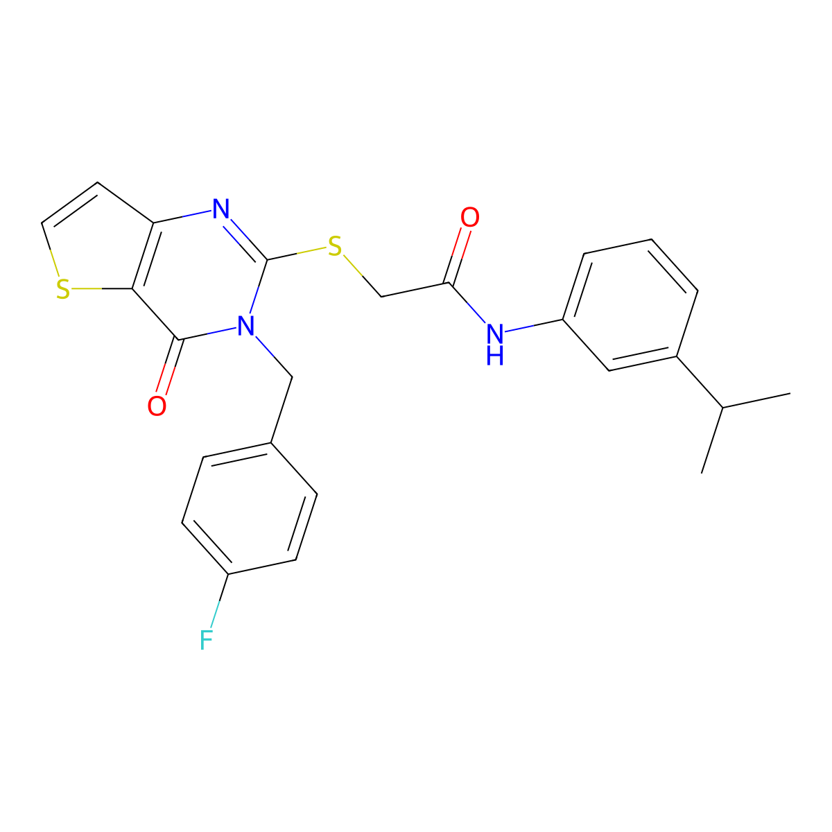 2-({3-[(4-fluorophenyl)methyl]-4-oxo-3H,4H-thieno[3,2-d]pyrimidin-2-yl}sulfanyl)-N-[3-(propan-2-yl)phenyl]acetamide molecular structure, CAS 1252919-32-6