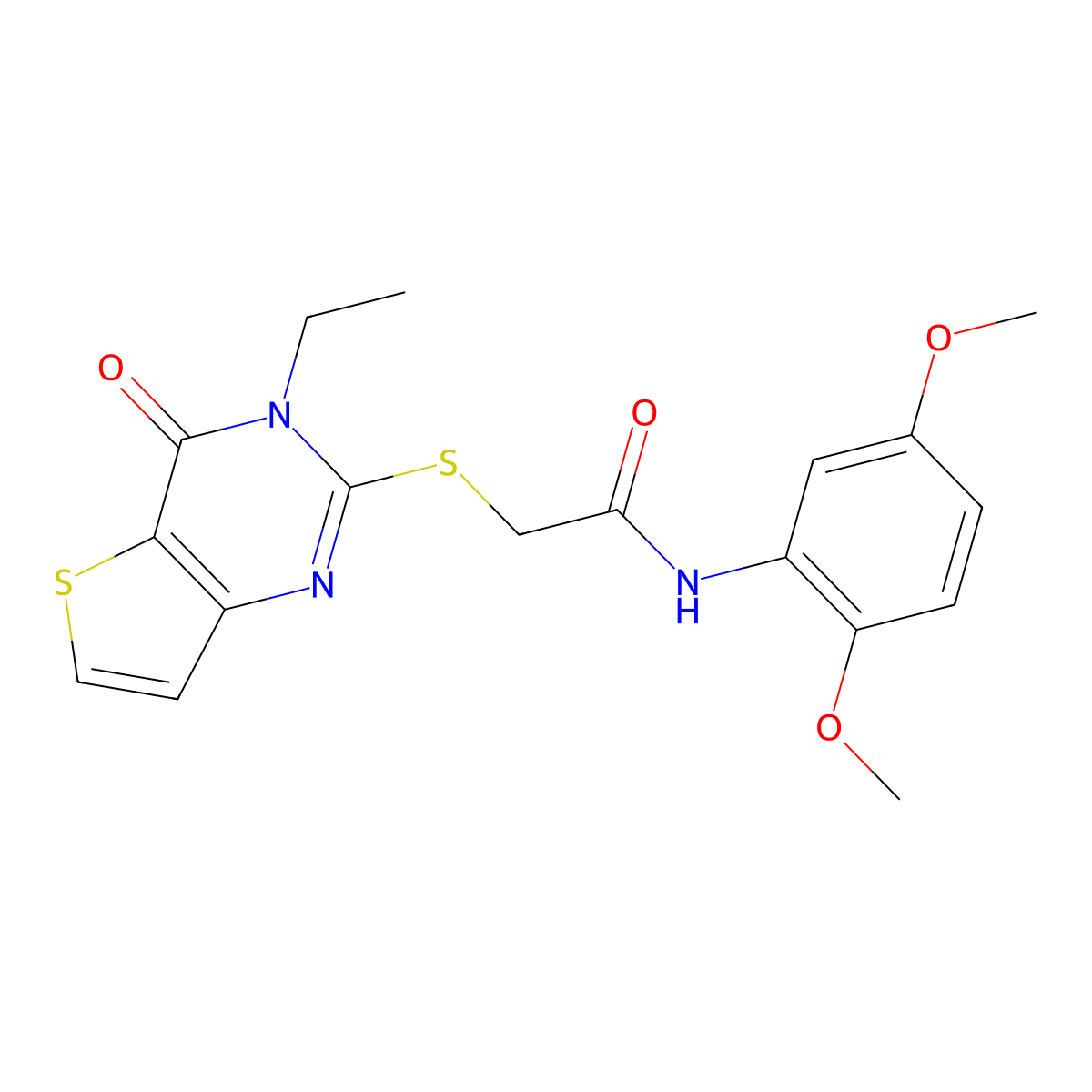 N-(2,5-dimethoxyphenyl)-2-[(3-ethyl-4-oxo-3,4-dihydrothieno[3,2-d]pyrimidin-2-yl)sulfanyl]acetamide molecular structure, CAS 1252919-48-4