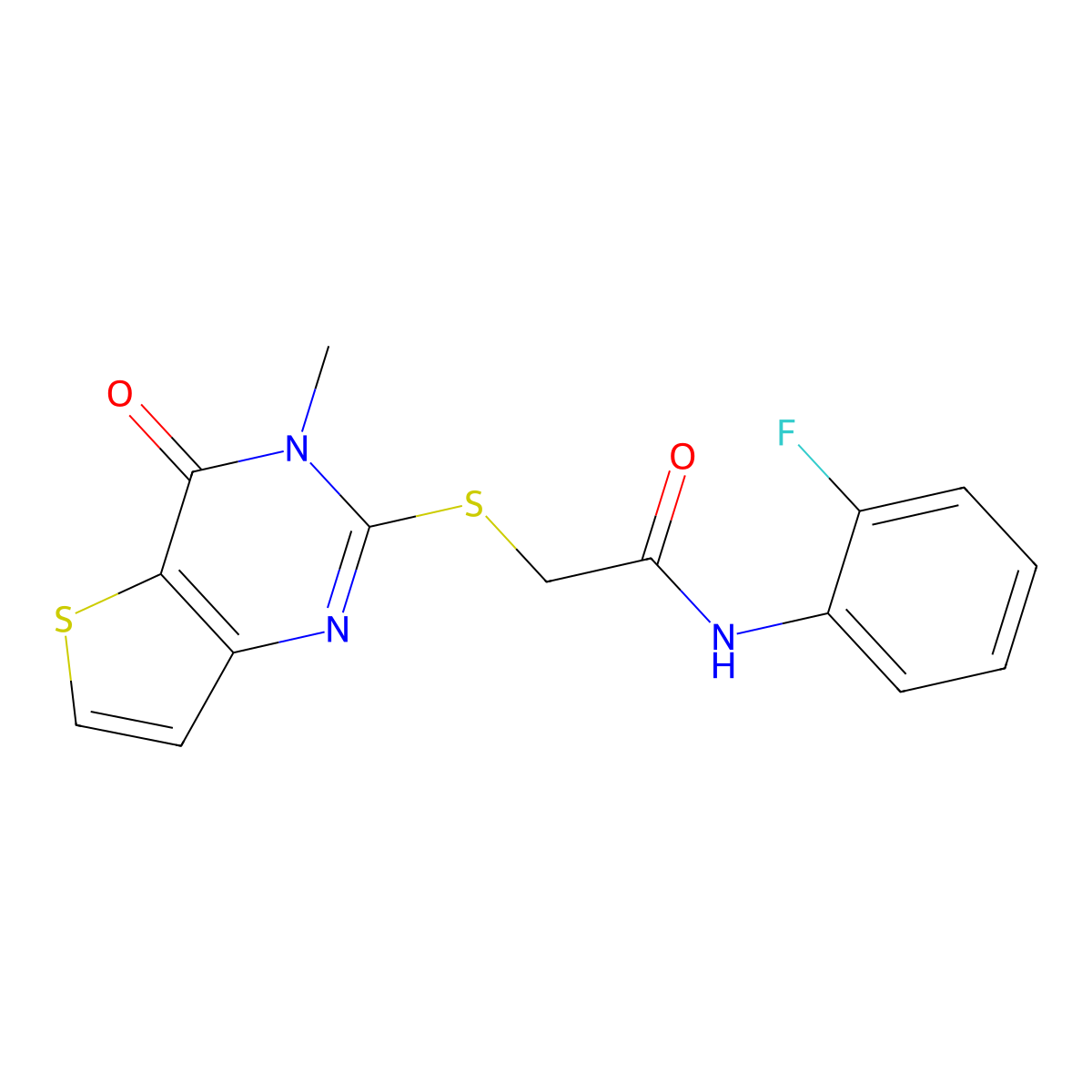 N-(2-fluorophenyl)-2-((3-methyl-4-oxo-3,4-dihydrothieno[3,2-d]pyrimidin-2-yl)thio)acetamide molecular structure, CAS 1252919-49-5