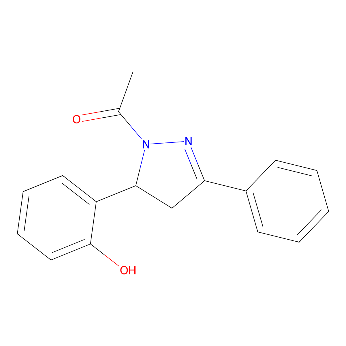 1-[3-(2-Hydroxyphenyl)-5-phenyl-3,4-dihydropyrazol-2-yl]ethanone molecular structure, CAS 125292-10-6