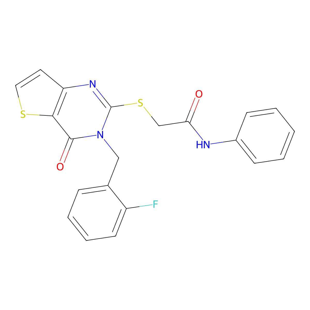 2-{[3-(2-fluorobenzyl)-4-oxo-3,4-dihydrothieno[3,2-d]pyrimidin-2-yl]sulfanyl}-N-phenylacetamide molecular structure, CAS 1252920-17-4
