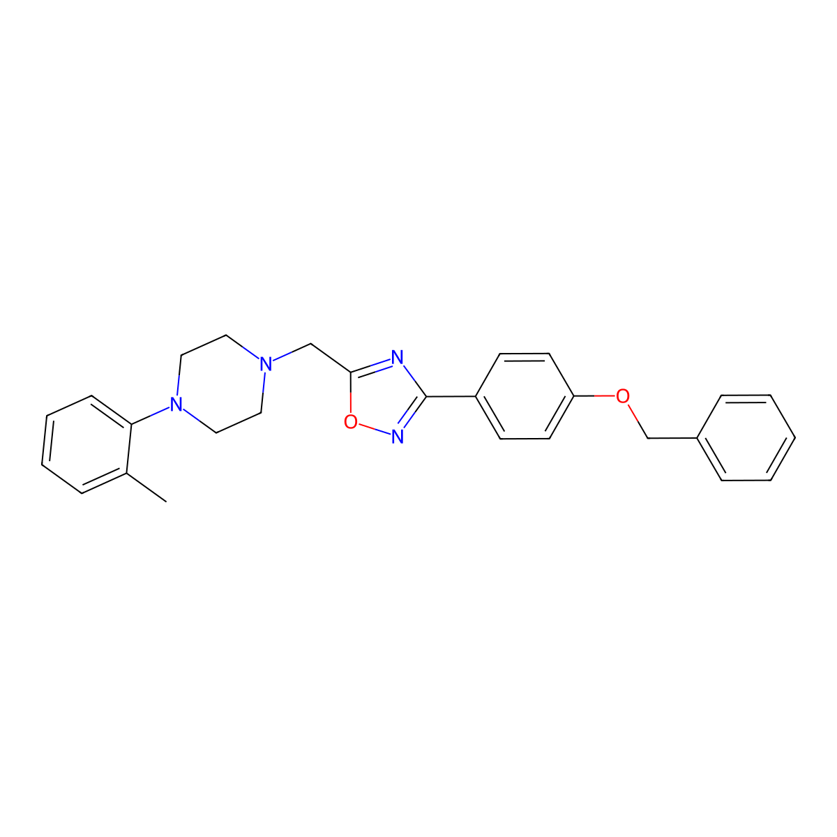 1-({3-[4-(Benzyloxy)phenyl]-1,2,4-oxadiazol-5-yl}methyl)-4-(2-methylphenyl)piperazine molecular structure, CAS 1252921-44-0