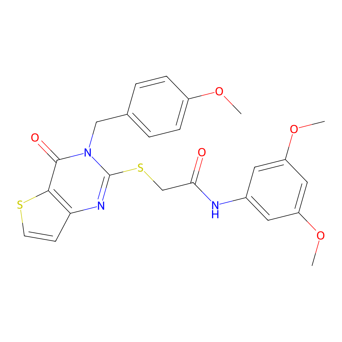 N-(3,5-dimethoxyphenyl)-2-{[3-(4-methoxybenzyl)-4-oxo-3,4-dihydrothieno[3,2-d]pyrimidin-2-yl]sulfanyl}acetamide molecular structure, CAS 1252921-47-3