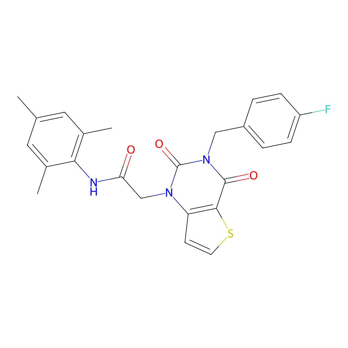 2-[3-(4-fluorobenzyl)-2,4-dioxo-3,4-dihydrothieno[3,2-d]pyrimidin-1(2H)-yl]-N-(2,4,6-trimethylphenyl)acetamide molecular structure, CAS 1252921-60-0