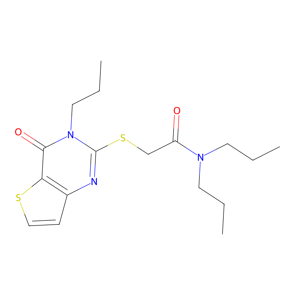 2-({4-oxo-3-propyl-3H,4H-thieno[3,2-d]pyrimidin-2-yl}sulfanyl)-N,N-dipropylacetamide molecular structure, CAS 1252922-27-2