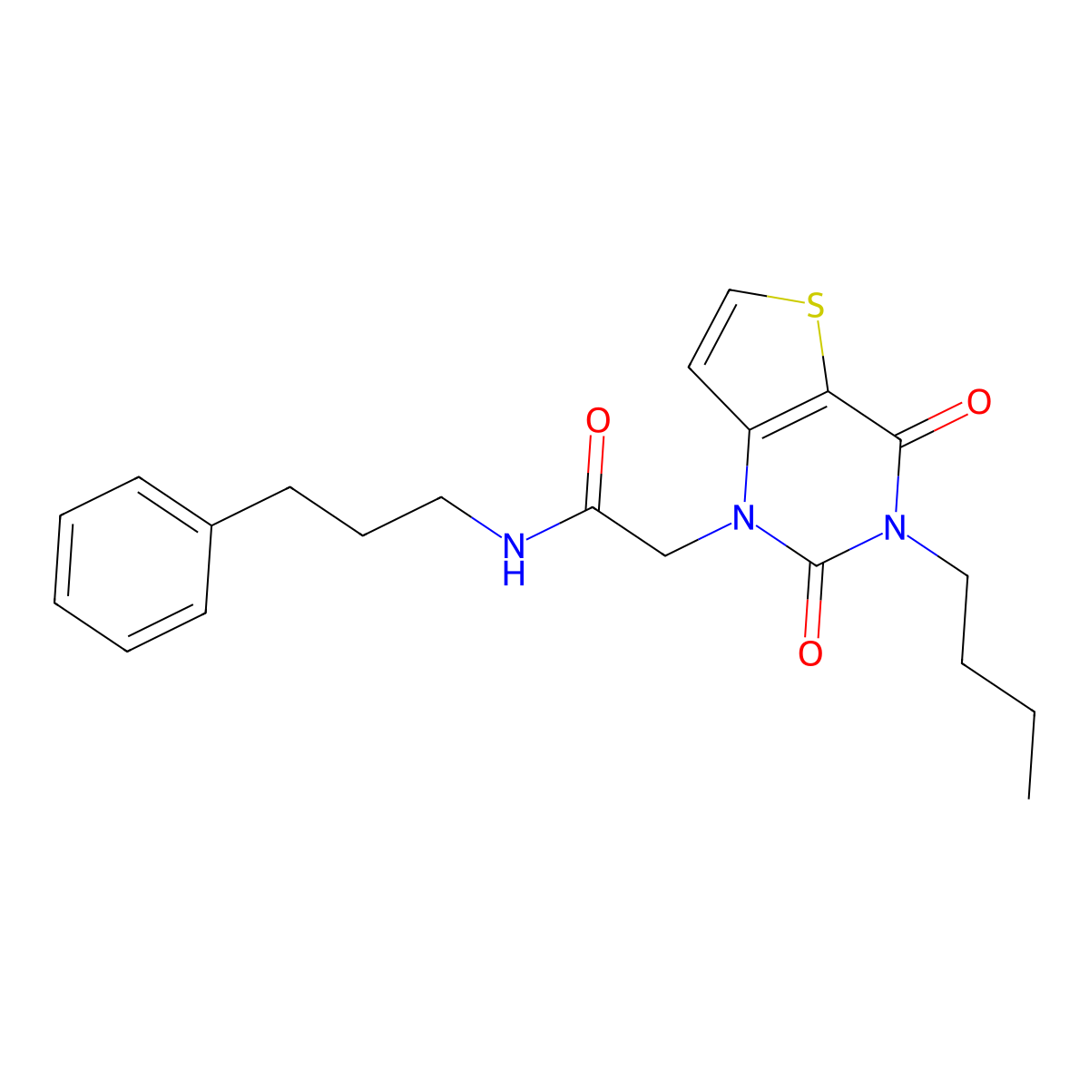 2-(3-butyl-2,4-dioxo-3,4-dihydrothieno[3,2-d]pyrimidin-1(2H)-yl)-N-(3-phenylpropyl)acetamide molecular structure, CAS 1252922-38-5