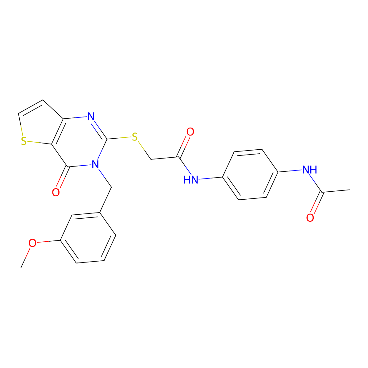 N-[4-(acetylamino)phenyl]-2-{[3-(3-methoxybenzyl)-4-oxo-3,4-dihydrothieno[3,2-d]pyrimidin-2-yl]sulfanyl}acetamide molecular structure, CAS 1252922-39-6