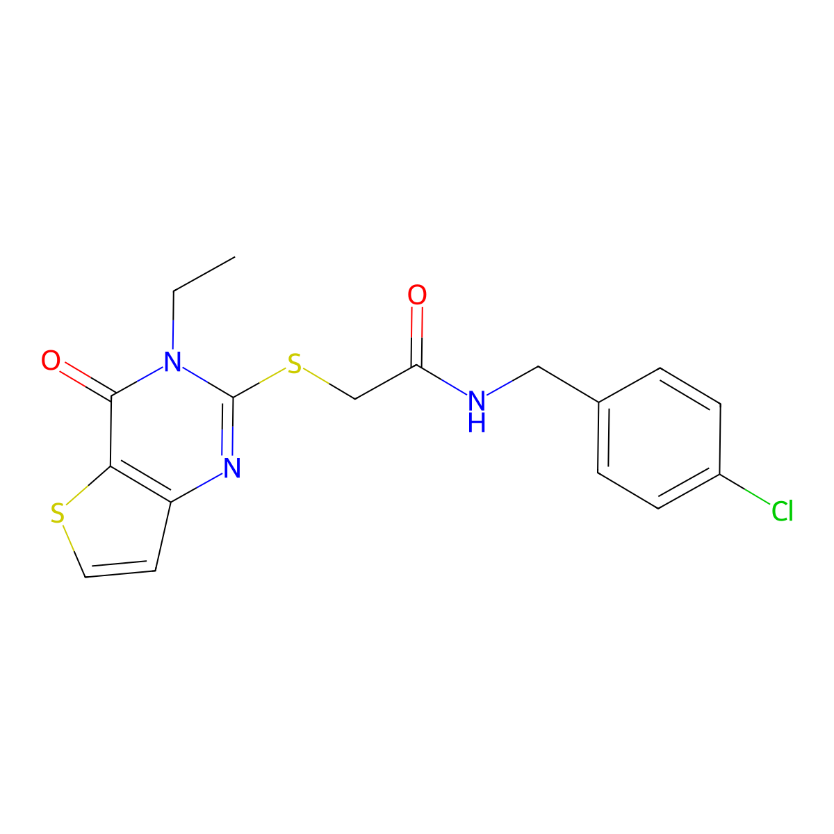 N-[(4-chlorophenyl)methyl]-2-({3-ethyl-4-oxo-3H,4H-thieno[3,2-d]pyrimidin-2-yl}sulfanyl)acetamide molecular structure, CAS 1252922-46-5
