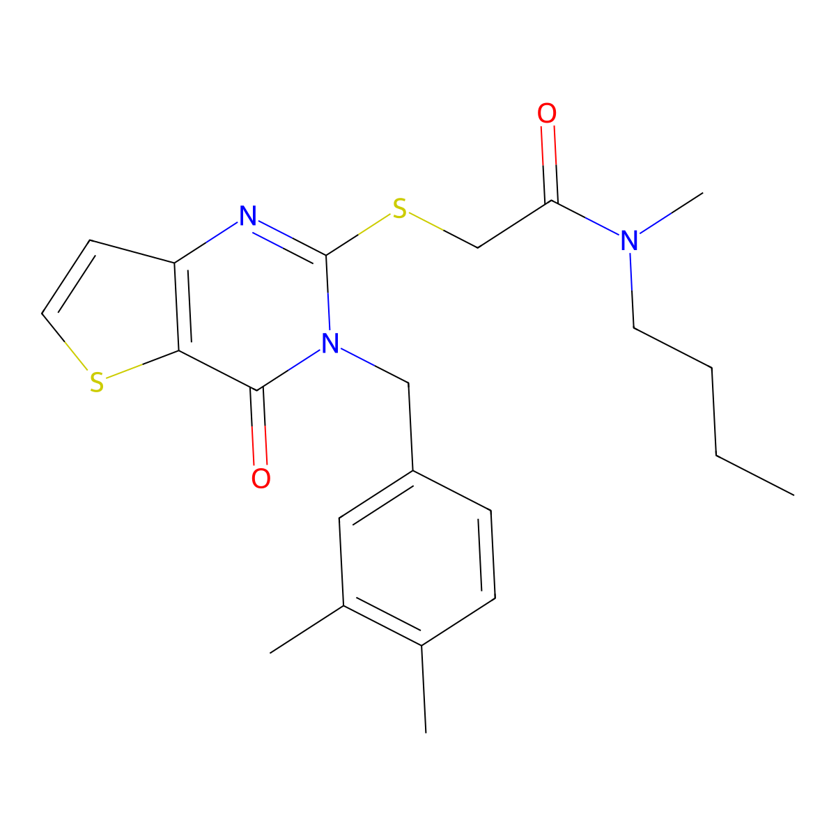 N-butyl-2-({3-[(3,4-dimethylphenyl)methyl]-4-oxo-3H,4H-thieno[3,2-d]pyrimidin-2-yl}sulfanyl)-N-methylacetamide molecular structure, CAS 1252922-50-1