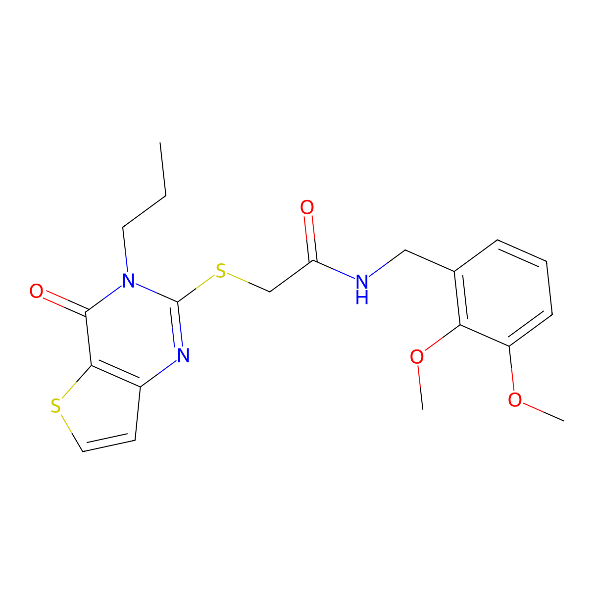 N-[(2,3-dimethoxyphenyl)methyl]-2-({4-oxo-3-propyl-3H,4H-thieno[3,2-d]pyrimidin-2-yl}sulfanyl)acetamide molecular structure, CAS 1252922-53-4