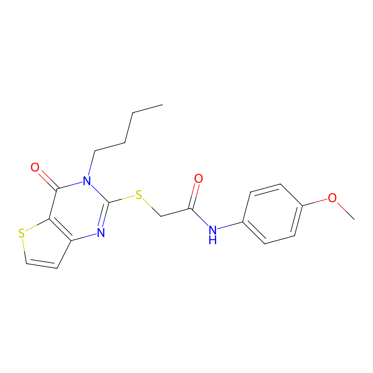 2-[(3-butyl-4-oxo-3,4-dihydrothieno[3,2-d]pyrimidin-2-yl)sulfanyl]-N-(4-methoxyphenyl)acetamide molecular structure, CAS 1252922-66-9