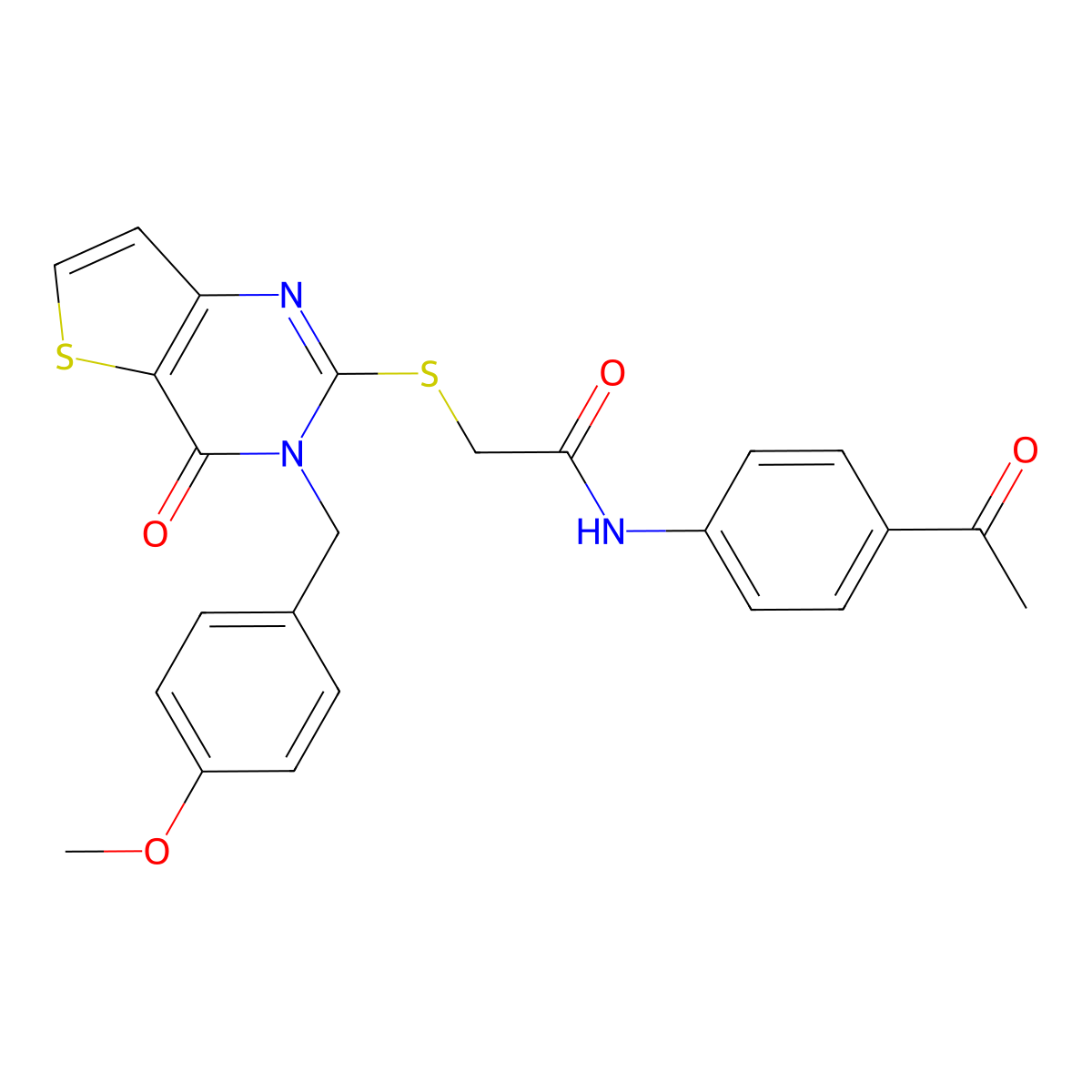 N-(4-acetylphenyl)-2-{[3-(4-methoxybenzyl)-4-oxo-3,4-dihydrothieno[3,2-d]pyrimidin-2-yl]sulfanyl}acetamide molecular structure, CAS 1252922-75-0