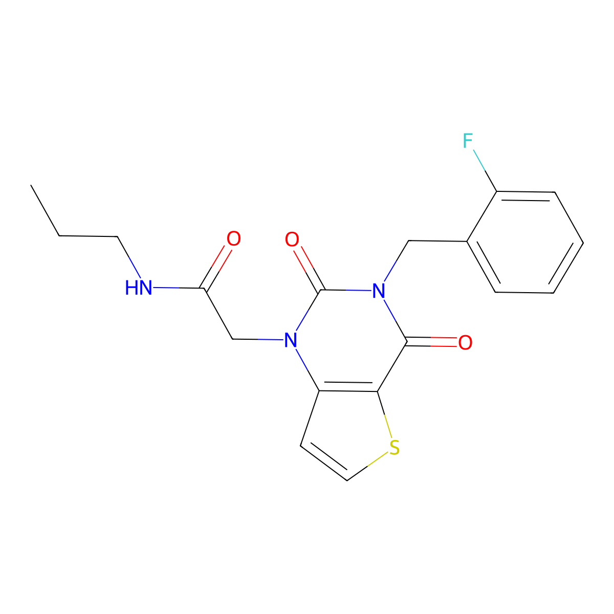 2-(3-(2-fluorobenzyl)-2,4-dioxo-3,4-dihydrothieno[3,2-d]pyrimidin-1(2H)-yl)-N-propylacetamide molecular structure, CAS 1252922-90-9